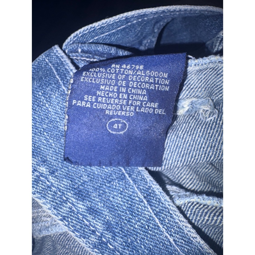 US Polo Assn Kids Denim Shortalls Blue Overalls 4T USA Flag 90 Graphic Vintage - Picture 7 of 7